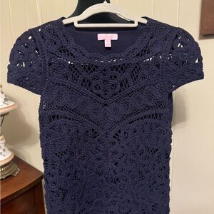 Lilly Pulitzer Navy Crochet Sweater